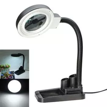 Увеличительная настольная лампа из стекла с лупой и 40 светодиодным освещением EU Plug чёрный