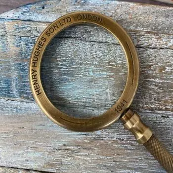 Увеличительное стекло из латуни - 13,97 см, ручная лупа с античной отделкой - для чтения страниц в винтажном стиле как