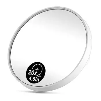 Увеличительное зеркало 4,5 дюйма Зеркало для макияжа с 20-кратным увеличением 3 присосками и пинцетом