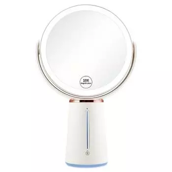 Увеличительное зеркало для макияжа со светодиодной подсветкой, двусторонним увеличением 1x/10x, перезаряжаемой и регулируемой яркостью, большое настольное косметическое зеркало