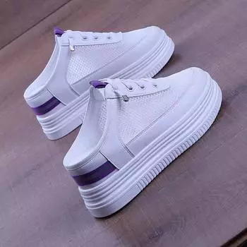 Увеличивающая рост стелька с выемкой из дышащей сетки, женская летняя новая платформа, модные повседневные кроссовки для женщин 35