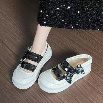 Увеличивающаяся высота 2025 Босоножки Мягкие женские туфли Мэри Джейн Прозрачные каблуки Новые гладиаторы для девочек Комфортные летние закрытые повседневные туфли Sca 35 чёрный