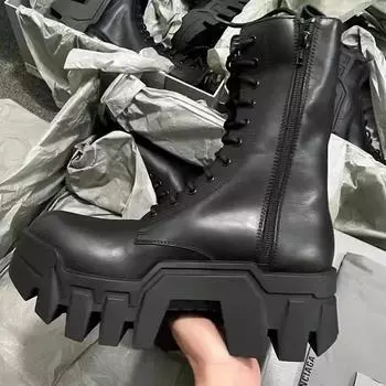 Увеличивающие рост ботинки Gear Tank Boots High Cabble Casual Platform Lace-Up Short Boots Vintage Bulldozer Boots Martin Boots Women 35