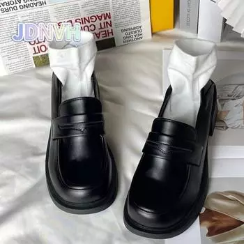 Увеличивающие рост маленькие кожаные туфли маленькие кожаные туфли мокасины высокие каблуки японская обувь jk обувь униформа средний каблук 35