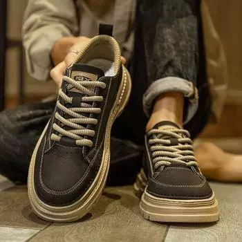 Увеличивающие рост низкие ретро британские ветровые нескользящие новые весенние туфли средней высоты с высоким верхом 2025 года ботинки Martin мужские 39