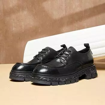 Увеличивающие рост повседневные кожаные туфли на шнуровке мужские кожаные туфли на платформе дышащие ретро резные британские популярные мужские туфли первый слой коровьей кожи 38 коричневый