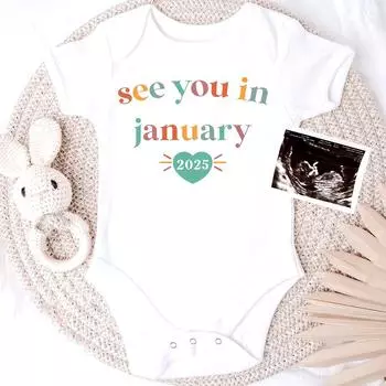 Увидимся в январе 2025 года. Детский комбинезон с короткими рукавами для новорожденных. Летний комбинезон для младенцев. Одежда для малышей. Наряды. 12 MONTH