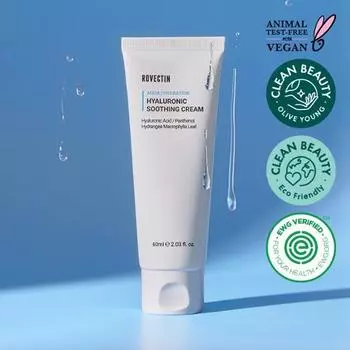 [Увлажнение сияния/улучшение текстуры] Rovectin Aqua Hyaluronic Soothing Cream 60мл, корейская косметика