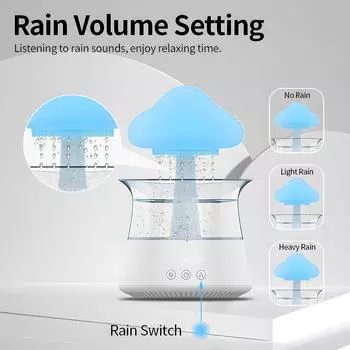 Увлажнитель дождевого облака, капельница воды, таймер 5 часов, ароматерапия, диффузор эфирных масел с 7 светодиодами Night белый