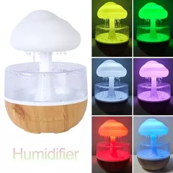 Увлажнитель облачного дождя с 7 цветами светодиодной подсветки, низкий уровень шума, креативная форма, ароматерапия, диффузор эфирного масла, создатель тумана