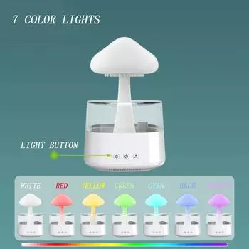 Увлажнитель с белым шумом и дождем, ультразвуковой распыляющий увлажнитель, красочное грибное облако, облако, капля дождя, ночник, ароматерапевтический аппарат