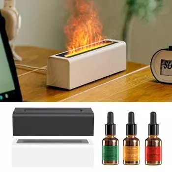 Увлажнитель с имитацией пламени, питание от USB, RGB-освещение, мелкий туман, большая емкость, тихий, для спальни, офиса, настольного компьютера, прикроватная тумбочка