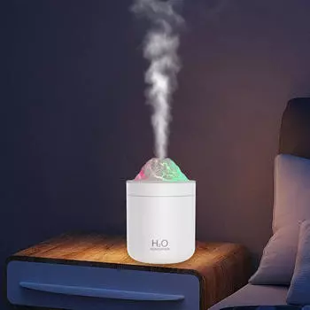 Увлажнитель воздуха 500 мл с цветной подсветкой для персонального рабочего стола и помещений белый