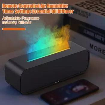 Увлажнитель воздуха Ароматерапевтический аппарат с эффектом пламени Функция таймера Бесшумный пульт дистанционного управления Звук чёрный