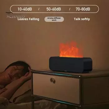 Увлажнитель воздуха Ароматерапевтический аппарат с эффектом пламени Функция таймера Бесшумный пульт дистанционного управления Звукоусиливатель Ароматизатор Эфирных масел чёрный