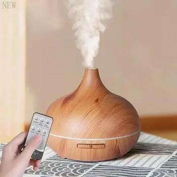 Увлажнитель воздуха ароматерапия эфирное масло диффузор Wood Grain 500 мл ультразвуковой пульт дистанционного управления 7 цветов света для дома спальня EU