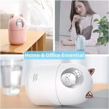 Увлажнитель воздуха Cat Small Humidifier для спальни 300 мл Мини-увлажнители с холодным туманом и ночником Сверхтихий, портативный персональный увлажнитель воздуха белый