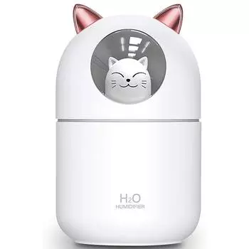 Увлажнитель воздуха Cute Cat Cool Mist для дома, ночник Cat Essential Pure Air для детской комнаты, легкая очистка, тихая работа, белый цвет CHINA