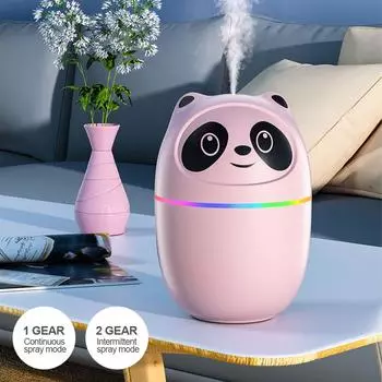 Увлажнитель воздуха Cute Panda Aroma Oil Diffuser с ночником, зарядка через USB, опрыскиватель с прохладным туманом, очиститель для растений, увлажнитель воздуха зелёный