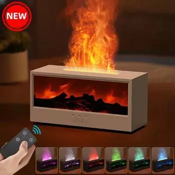 Увлажнитель воздуха для камина, безводный, с автоматическим отключением, диффузор ароматических масел со светодиодной подсветкой и пультом дистанционного управления для домашнего подарка белый