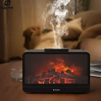Увлажнитель воздуха для камина Диффузор эфирных масел Увлажнитель воздуха для камина Диффузор для огня Увлажнитель воздуха для ароматерапии Диффузор ароматов EU Plug 220V чёрный