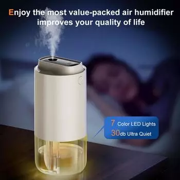 Увлажнитель воздуха для спальни, перезаряжаемые увлажнители воздуха, работающие от батареи, компактный увлажнитель воздуха для небольшой комнаты, настольный