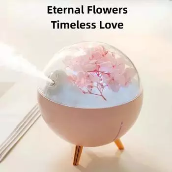 Увлажнитель воздуха Eternal Flower 260 мл Мини USB Домашний цветной светодиодный ночник Создатель тумана Фестиваль Креативный подарок Рождественский диффузор розовый