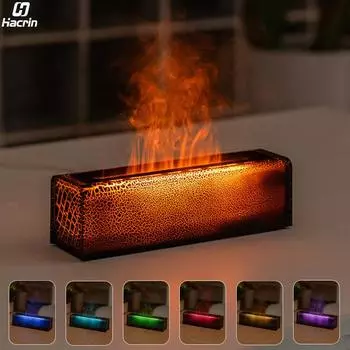 Увлажнитель воздуха Flame, диффузор эфирных масел, домашний арома-увлажнитель, ароматерапевтический диффузор, увлажнитель воздуха Fire с ночником чёрный