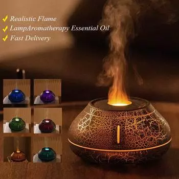 Увлажнитель воздуха Flame Mini Volcano Fire Lava Aroma Diffuser Essential Oil Ultrasonic Cool Mist Maker Fogger Led Lamp Difusor USB Cable чёрный