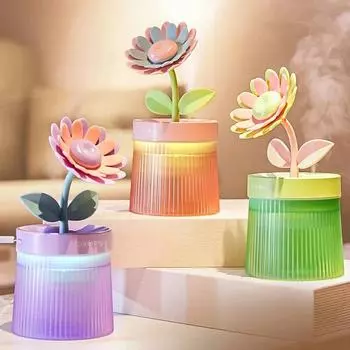 Увлажнитель воздуха Flower Air Humidifier Small Spray Hydration для дома, бесшумный, для спальни, настольный, портативный, автомобильный, USB-диффузор зелёный