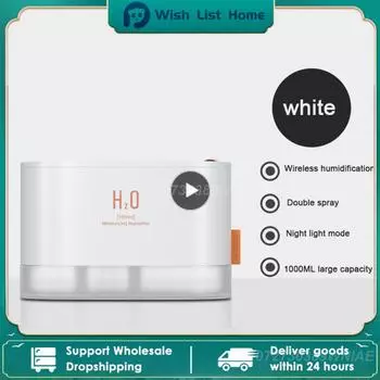 Увлажнитель воздуха Mute Mild Night Light Прозрачная основа Двойной распылитель 1000 мл Эфирное масло Ароматерапия Диффузор Атомайзер Usb