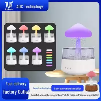 Увлажнитель воздуха Raindrop с цветным ночным светом и дистанционным управлением — ароматерапевтический облачный распылитель для дома CH06 Regular Edition белый
