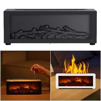 Увлажнитель воздуха с ароматом, пульт дистанционного управления, имитация пламени камина, увлажнитель с цветным светом, настольный ароматерапевтический диффузор, бесшумная работа чёрный