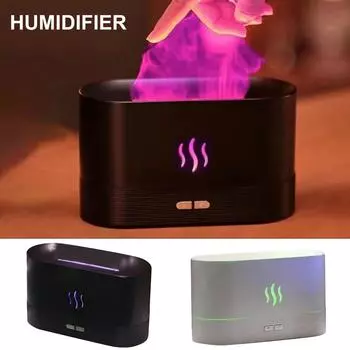 Увлажнитель воздуха с цветным пламенем, модернизированный бесшумный масляный диффузор с 7 цветами пламени для дома, йоги с функцией автоматического отключения и защитой 180 мл One Size чёрный