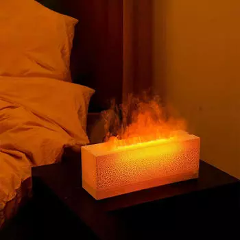 Увлажнитель воздуха с дизайном пламени и диффузором эфирных масел для релаксации белый