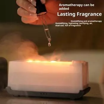 Увлажнитель воздуха с имитацией пламени, аппарат для ароматерапии с резервуаром для воды, красочная подсветка, диффузор эфирных масел, настольный декор белый