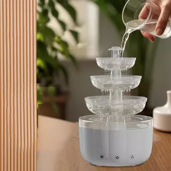 Увлажнитель воздуха с капельным эффектом, ночной свет, 500 мл, 2 распылительные насадки, бесшумный диффузор эфирных масел White