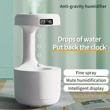 Увлажнитель воздуха с каплями воды 800 мл, антигравитационный диффузор эфирных масел, ночник, невесомый распылитель, украшения, настольные лампы белый