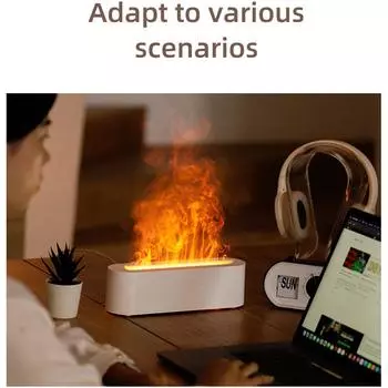 Увлажнитель воздуха с пламенем Type-C, увлажнители для ароматерапии, красочная атмосфера, свет, машина для ароматерапии, портативный для спальни, офиса чёрный