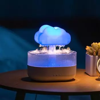 Увлажнитель воздуха с прохладным туманом и дождевым облаком, машина для ароматерапии с 7 меняющимися цветами, легкий малошумный диффузор эфирного масла, настольный увлажнитель белый