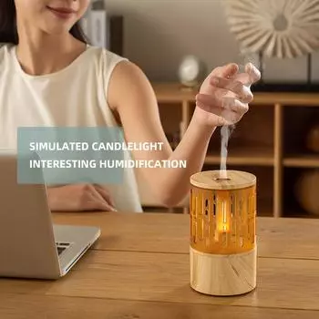 Увлажнитель воздуха со свечами Ароматерапевтический светильник Таймер Пламя Ультразвуковой Эфирное масло Диффузный для спальни Дома Йога Офис USB