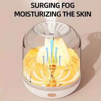 Увлажнитель воздуха Volcanic Humidifier 30,43 унции Портативный диффузор тумана с успокаивающим ночным светом Расслабляющий арома-спрей Низкий уровень шума Настольный увлажнитель воздуха со светодиодной подсветкой белый