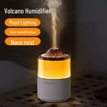 Увлажнитель воздуха «Вулкан»: Цветной ночник-ароматерапия для рабочего стола и спальни Volcano Humidifier чёрный