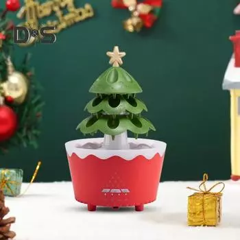 Увлажнитель воздуха в виде рождественской елки, мелкодисперсный диффузор, 7-цветная градиентная подсветка, беспроводное дистанционное управление, малошумный увлажнитель воздуха в виде рождественской елки, настольный декор EU