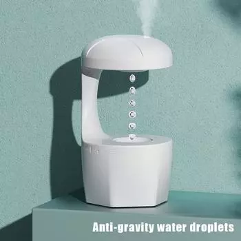 Увлажнитель воздуха Water Droplet 1000 мл, антигравитационный диффузор с ночным светом, невесомый распылитель, креативный увлажнитель с прохладным туманом белый