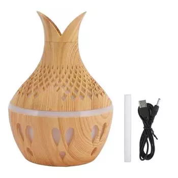 Увлажнитель воздуха Wood Grain Humidifier объемом 300 мл с питанием от USB, ароматический диффузор, увлажнитель с ночной подсветкой, 2 лепестка