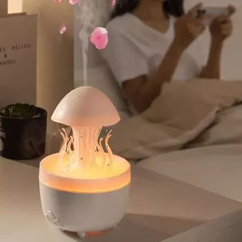 Увлажнитель воздуха Yousheng, ароматерапевтический аппарат с дистанционным управлением, малошумный, автоматический, с функцией выключения, вращающийся в форме гриба, увлажнитель с подсветкой белый