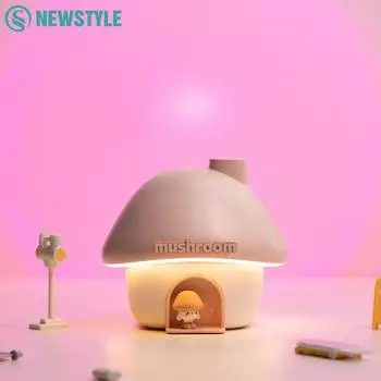 Увлажнители воздуха Mushroom House, мини-диффузор для ароматерапии с эфирными маслами, симпатичная кукла-гриб с яркими ночными огнями фиолетовый