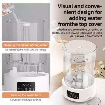 Увлажнители воздуха объемом 5 л для спальни. Увлажнитель с прохладным туманом и цветным ночником, 3 уровня тумана. US Plug белый