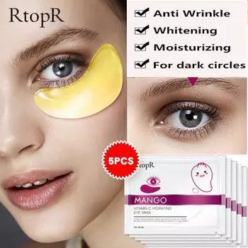 Увлажняющая антивозрастная маска для глаз с манго и витамином С, сыворотка для кожи, золотые патчи для глаз, уход, удаление морщин, темных кругов, отечности 1pcs